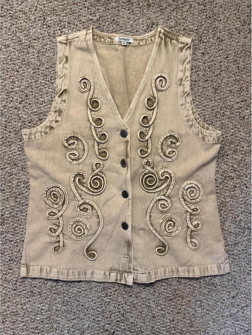 Serengeti 100% Cotton tan button down vest